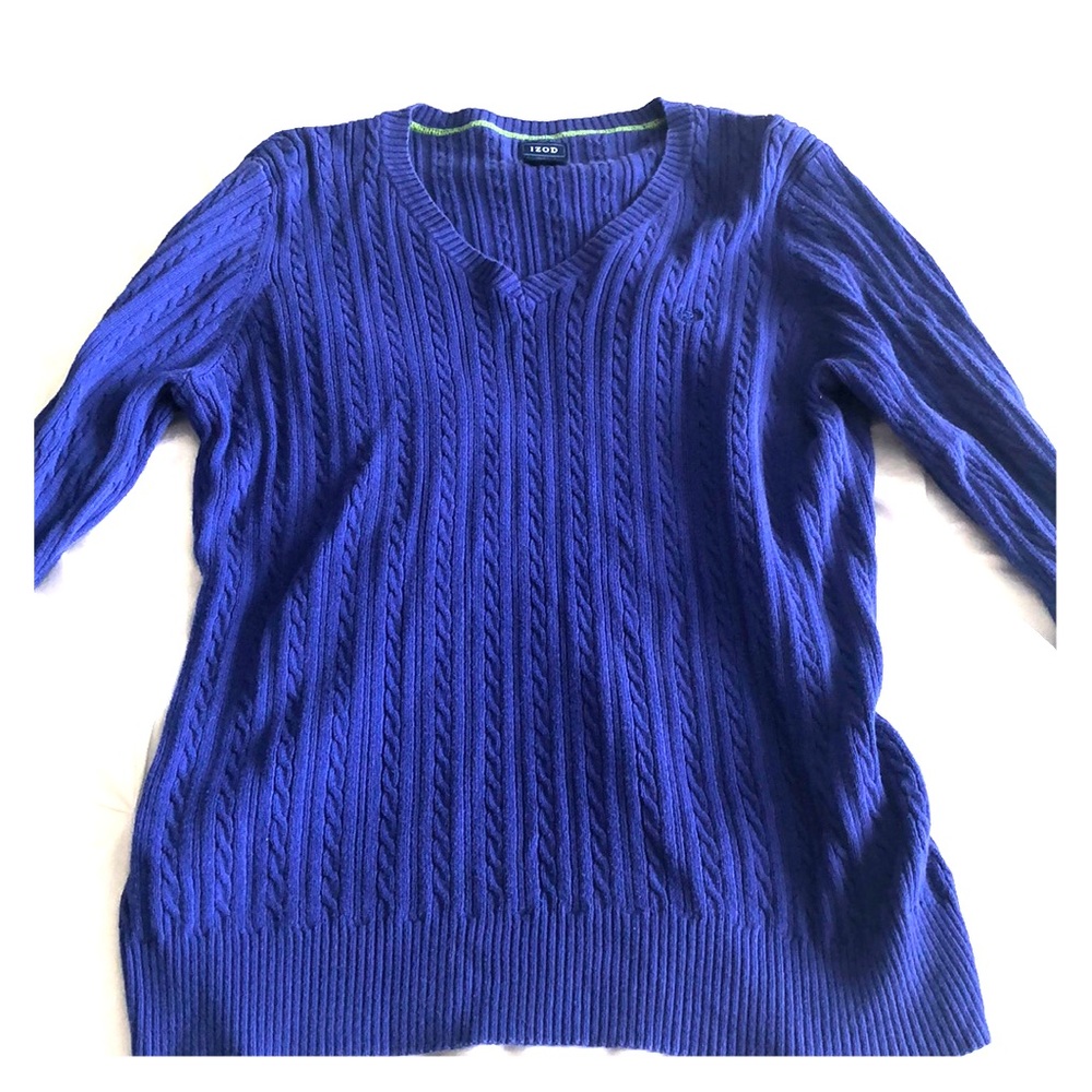 Blue cable knit sweater